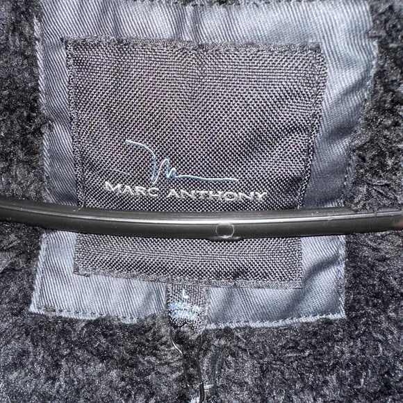 Marc Anthony Faux Black Leather Lined Jacket w/hood-size Large